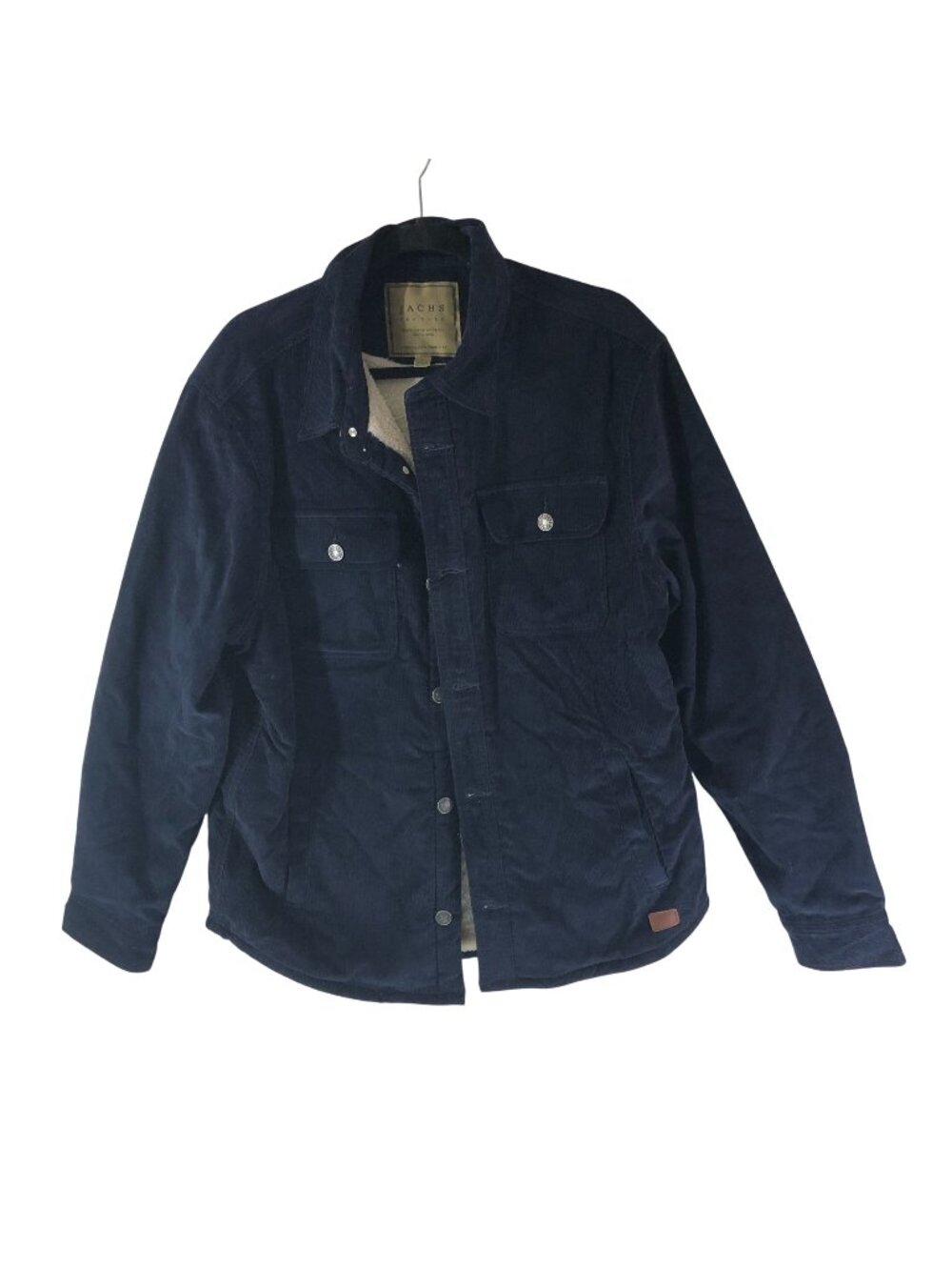 Jachs Mens Corduroy Jacket Fleece Lined Navy Blue Pockets L